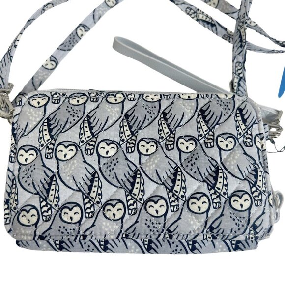 NWT Vera Bradley Grey Owl Print Performance Twill All in One Crossbody Purse - Picture 4 of 11